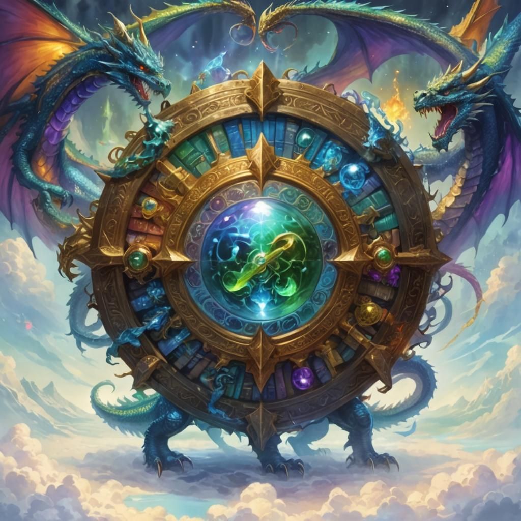 Prismatic Dragon Guarding Sacred Treasures