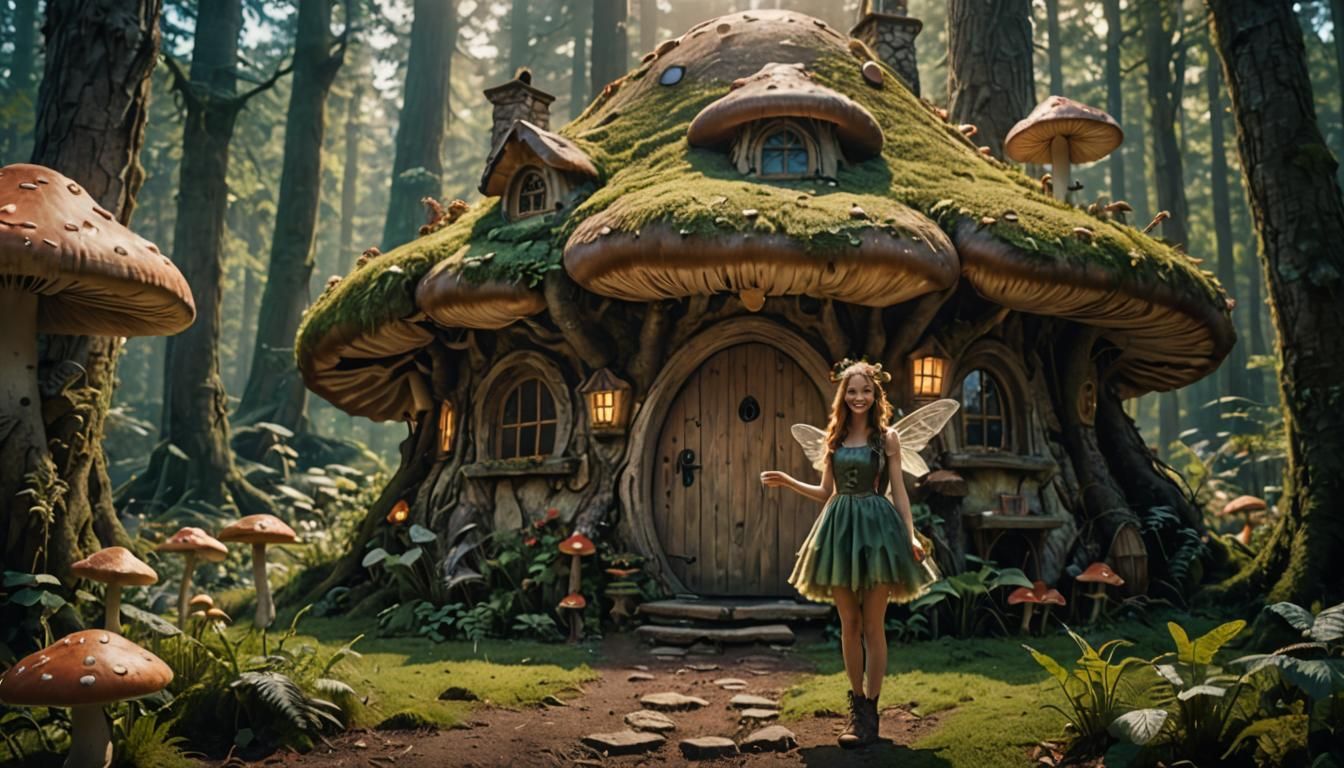 Happy Fairy in Enchanted Forest Home