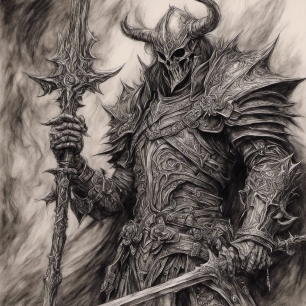 Hyperdetailed Charcoal Drawing of Fantasy Equipment