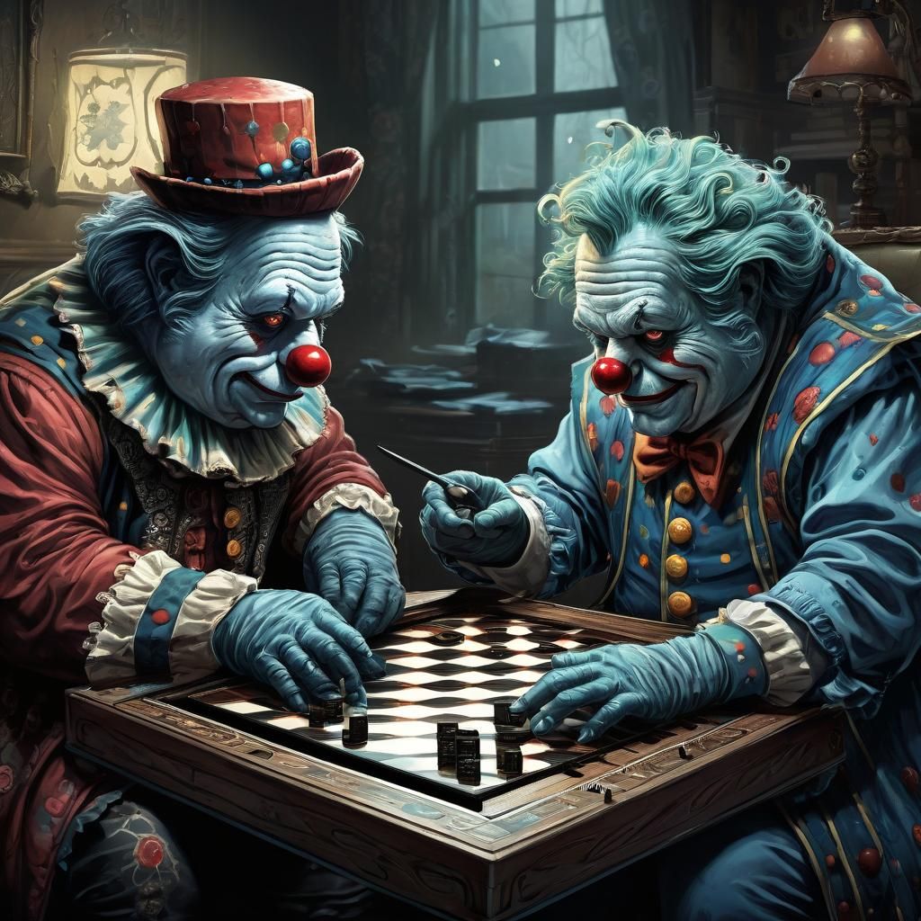 Clown Tardigrades Play Backgammon in Comic Book Style