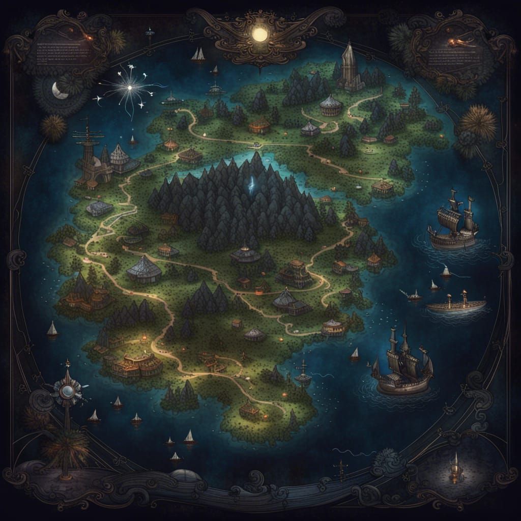 Magical Universe Map with Spreading Dark Force