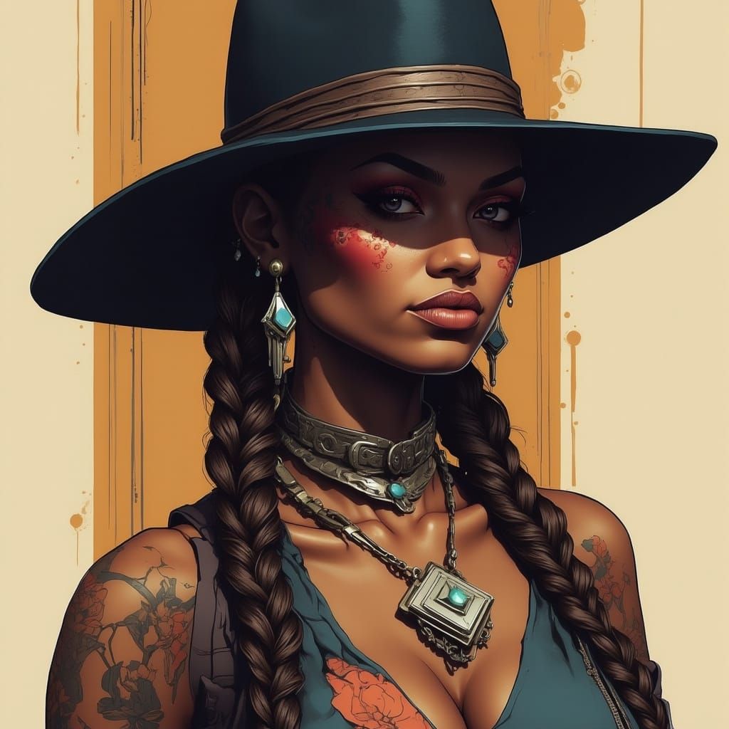 Minimalist Portrait of Woman in Fedora Hat