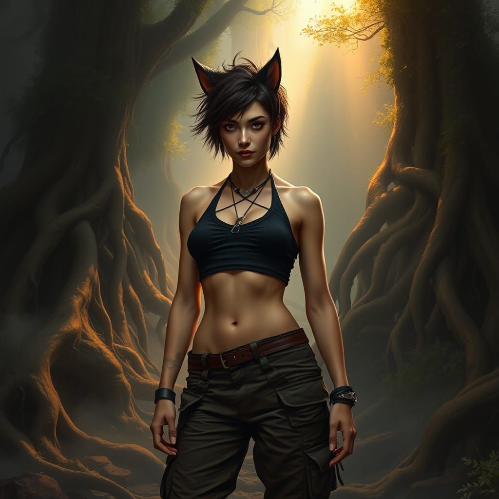 Warrior in Mystical Forest Digital Matte Painting