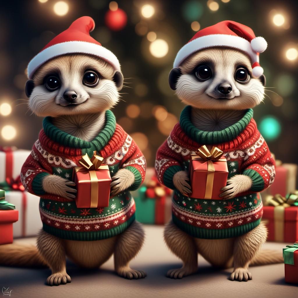 Meerkats Celebrate Christmas in Festive Sweaters