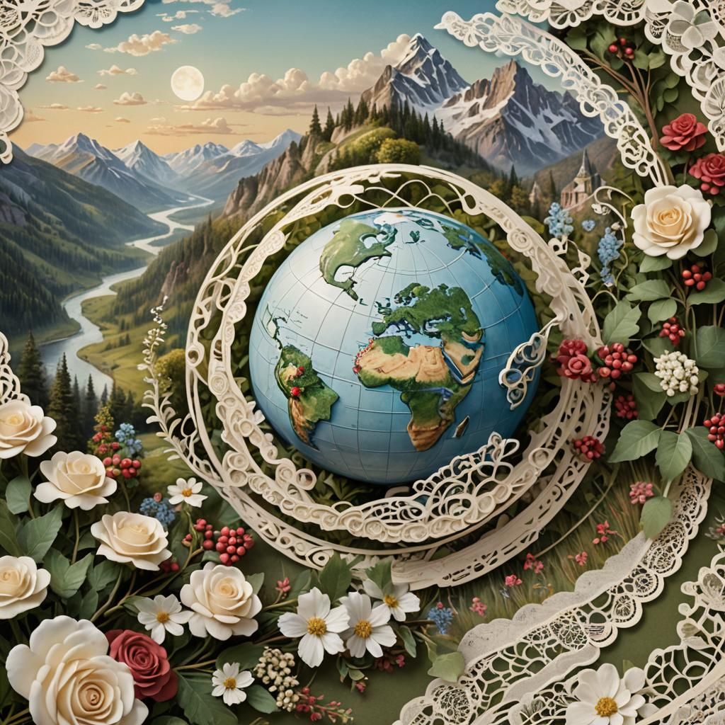 Earth Globe on Vintage Page as Digital Painting