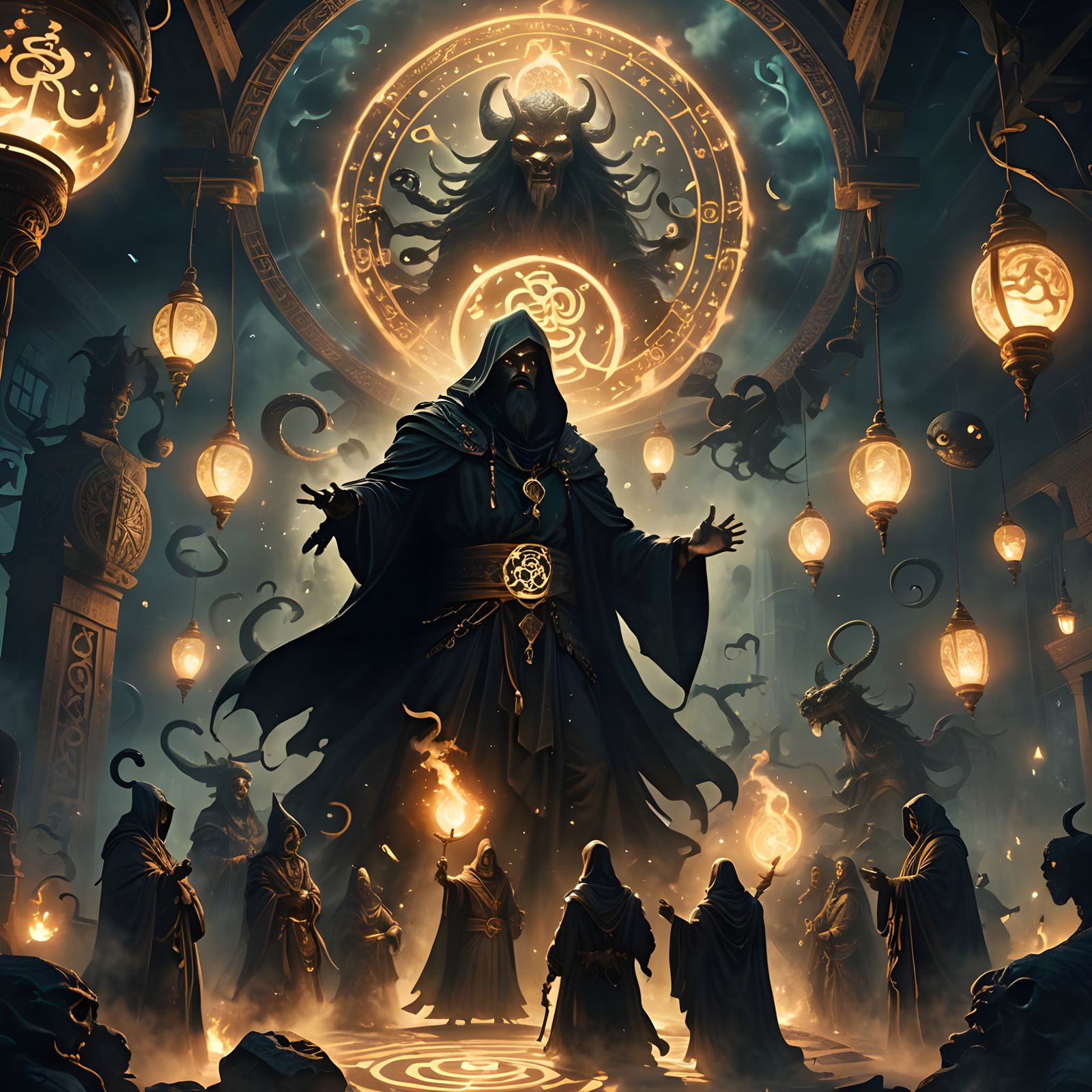 Mystical Letter R Surrounded by Zodiac Symbols