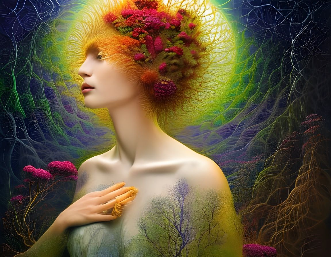 Brain Network in Warped Perspective, Digital Art