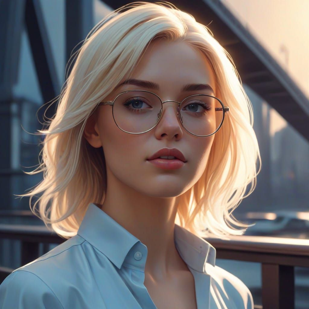 Ethereal Blonde Portrait in Hyperrealistic Style