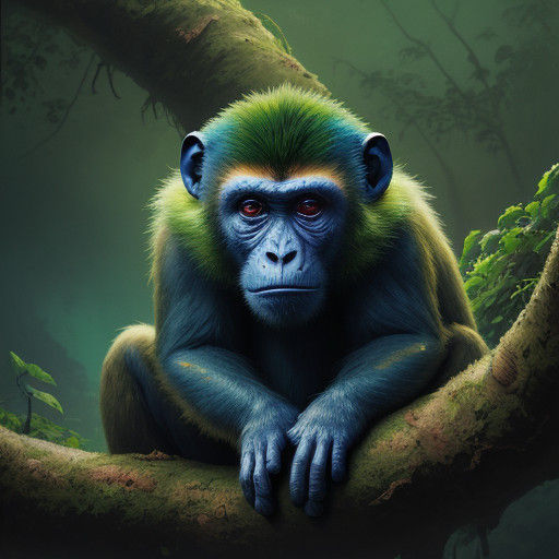 Hyperrealistic Monkey Concept Art in Vibrant Tropical Settin...