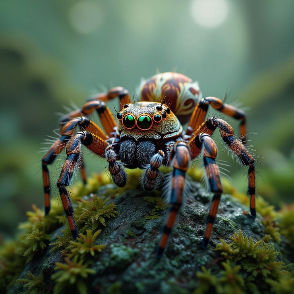 Majestic Spider in Earthy Attire, Whimsical Art Style