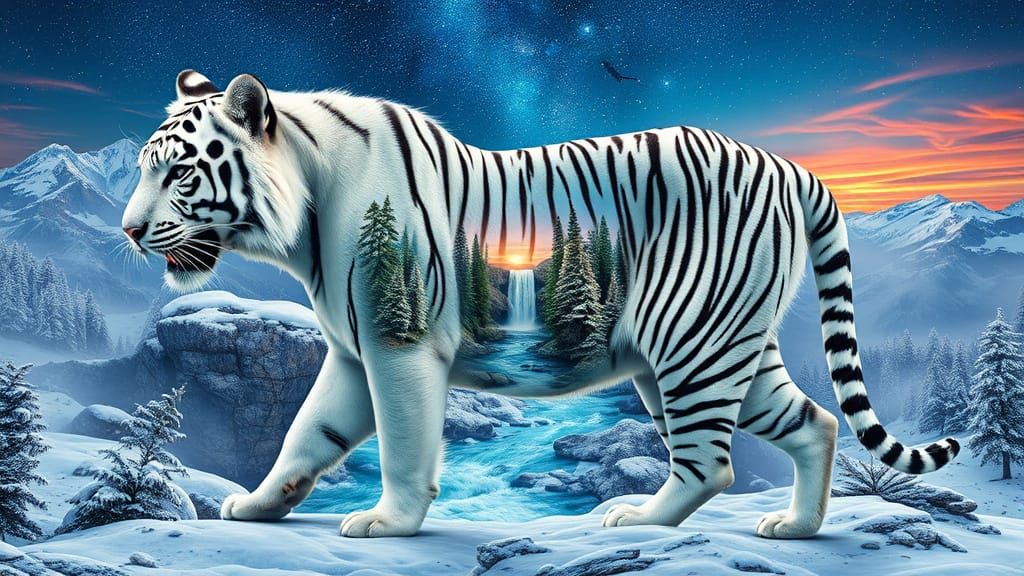 Surreal White Tiger Reveals Winter Landscape