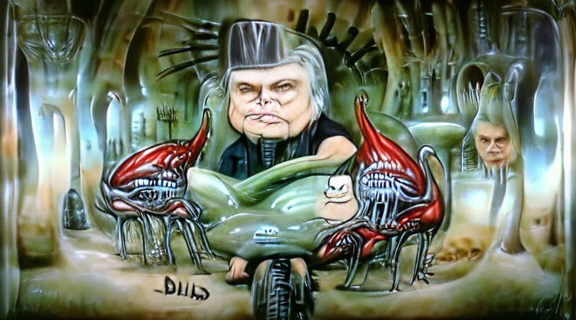Surreal Cartoon Character in Giger Style