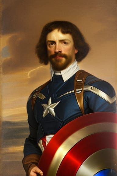 Captain America in Baroque Portrait Style