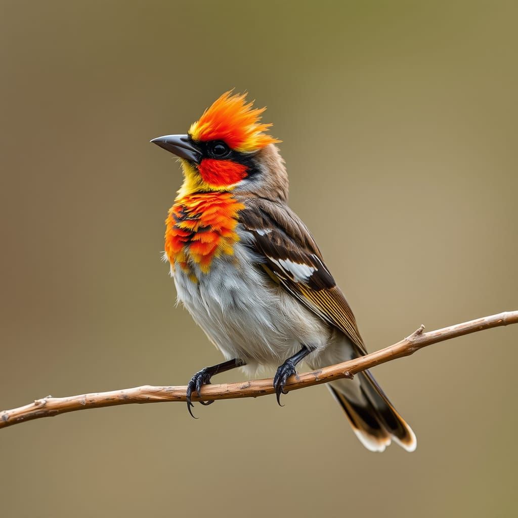 Vibrant Gay Sparrow Illuminated by Fiery Embers