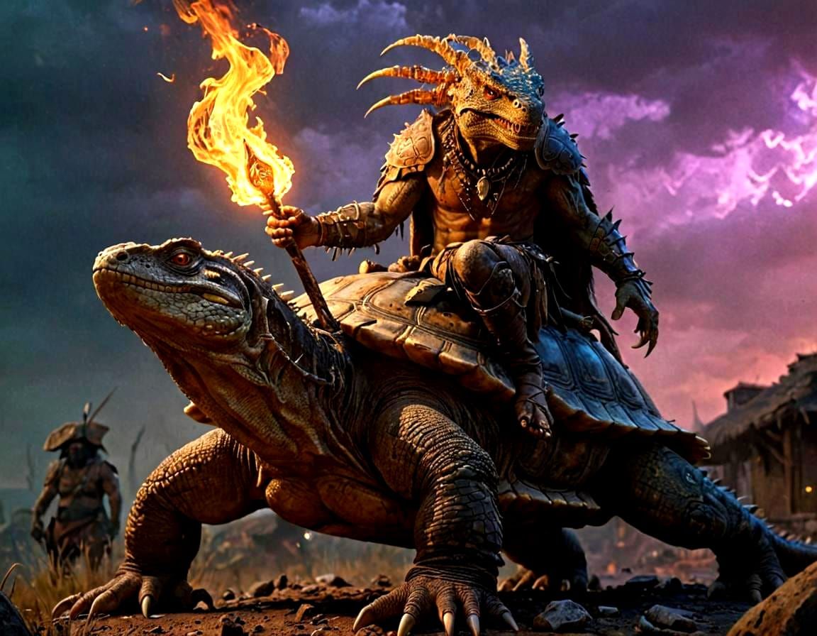 Argonian Shaman on A War Tortoise