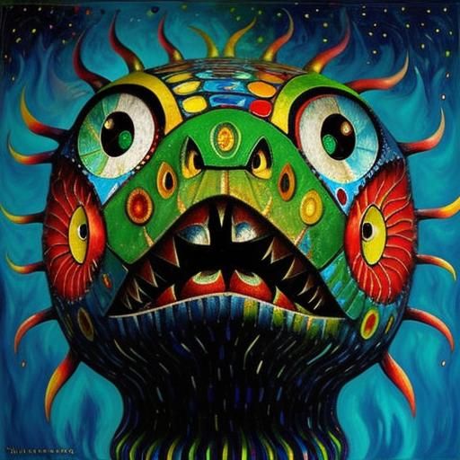 Angler Fish Oil Painting in Pop Surrealism Style