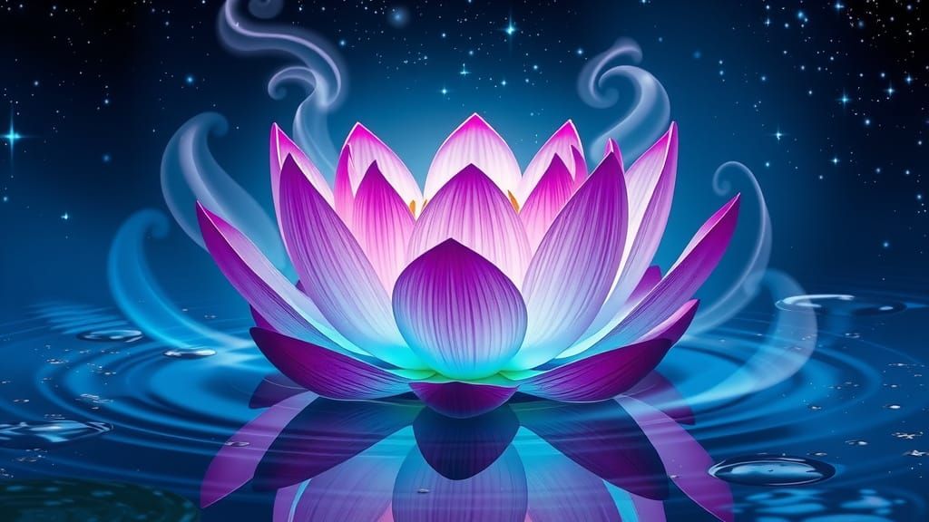 Ethereal Lotus Blooms in Cosmic Galaxy