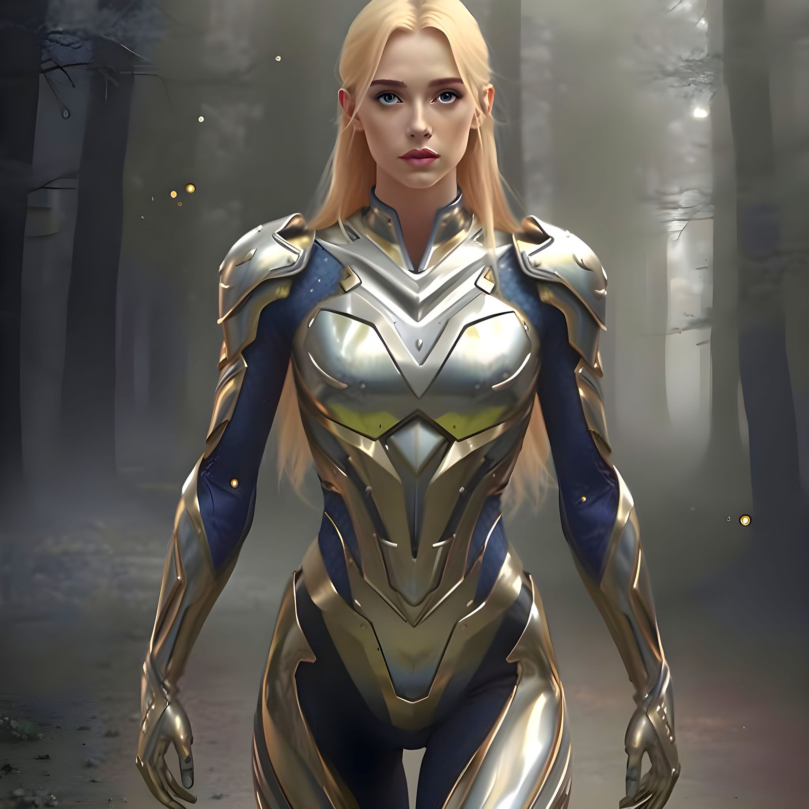 Slavic Blonde Metal Maiden in Athletic Form