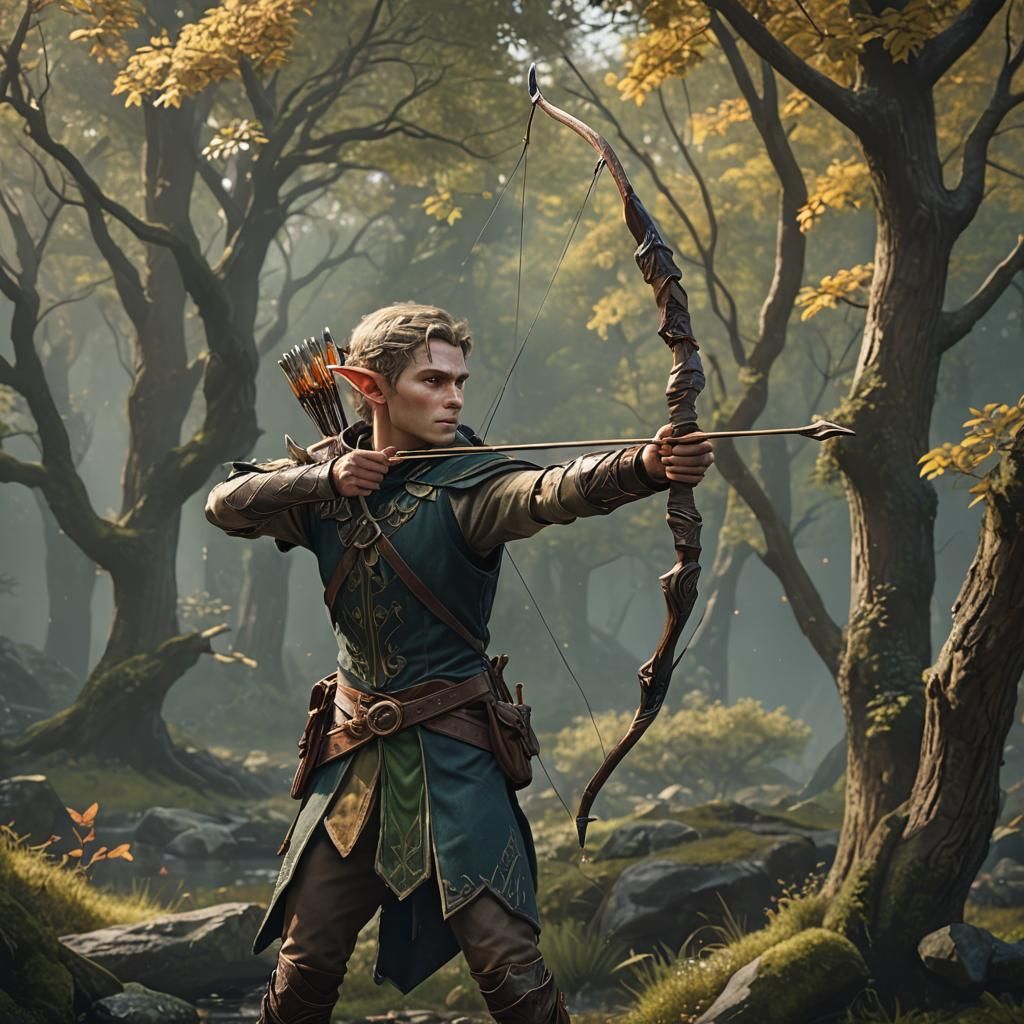 Elf Archer Fantasy Concept Art in 8k