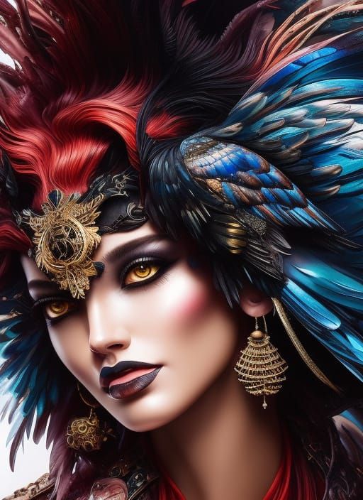 Intricate Hawk Tyrant in Vibrant Splash Art Style