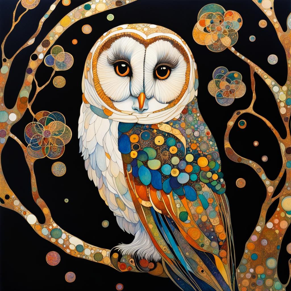 Entangled Ink Splatter Art Nouveau Watercolour Painting