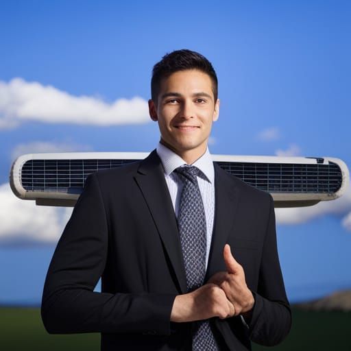 Athletic Man Carrying Air Conditioner Unit