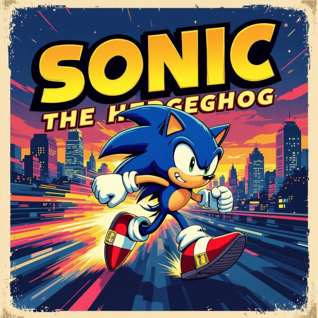 Retro Sonic the Hedgehog Movie Poster Art