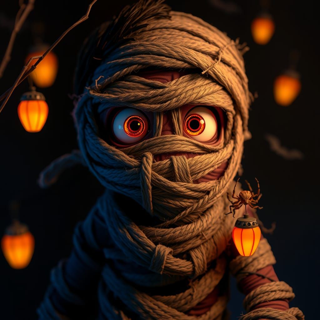 Whimsical Mummy in Anime-Inspired 3D Digital Art
