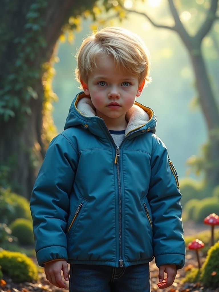 Heroic Young Boy in Mystical Realm