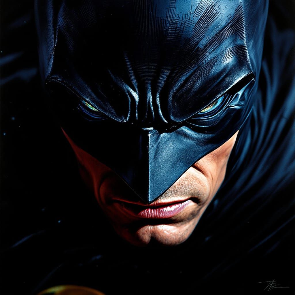 Fierce Batman Portrait in Comic Book Style
