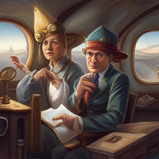Pointy Hat Wizards Cast Spells on Plane