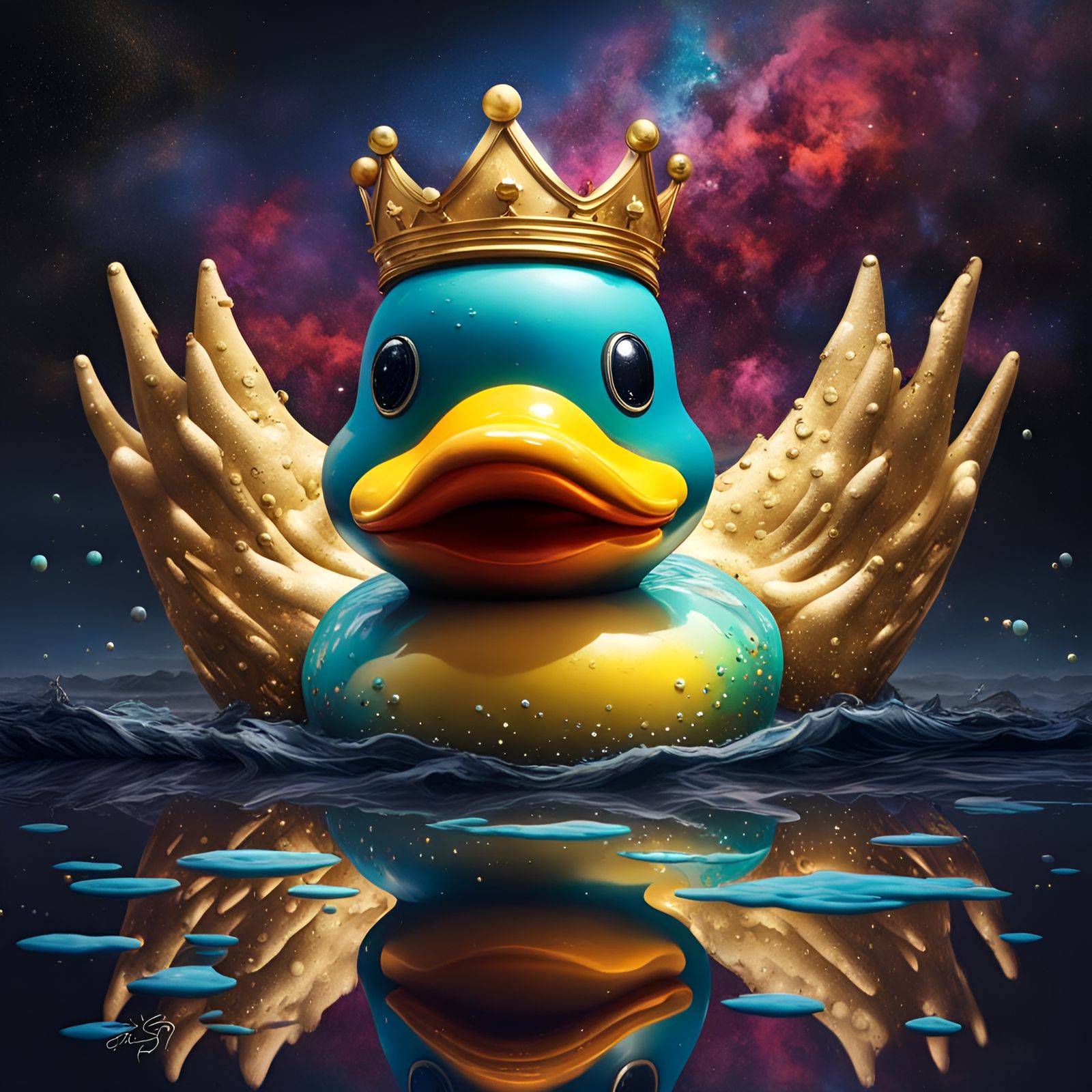 Cosmic Rubber Ducky with Crown: Graffiti Art