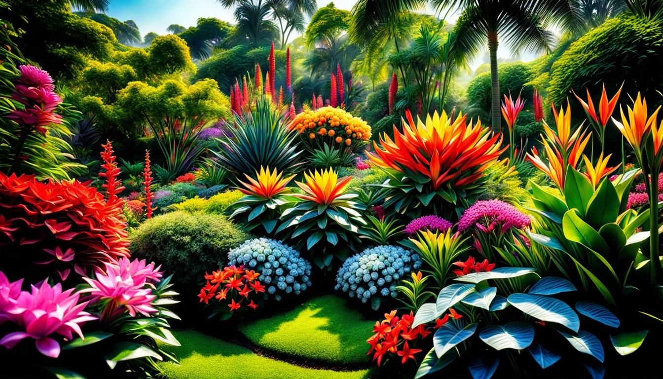 Exotic Flower Garden in Hyperrealistic Detail