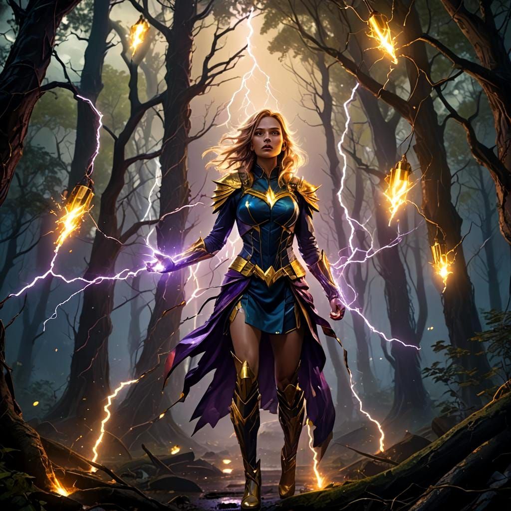 Super-Lightning Girl Concept Art in Unreal Engine