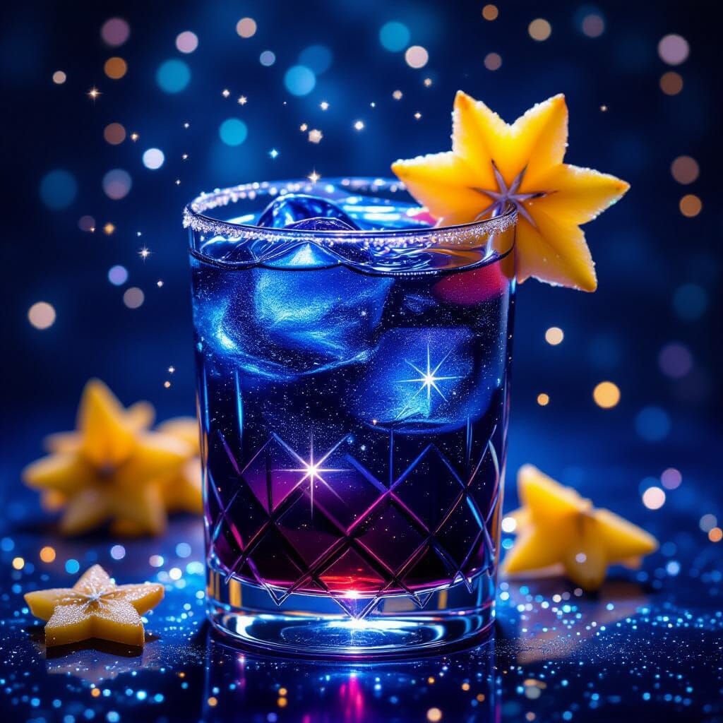 Magical Celestial Cocktail with Star Fruit and Glitter