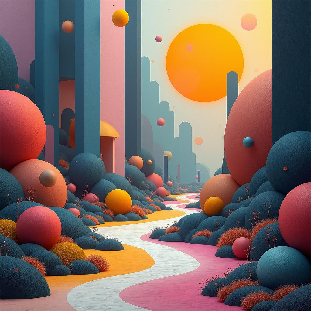 Abstract Geometric Landscape in Expressionist Style