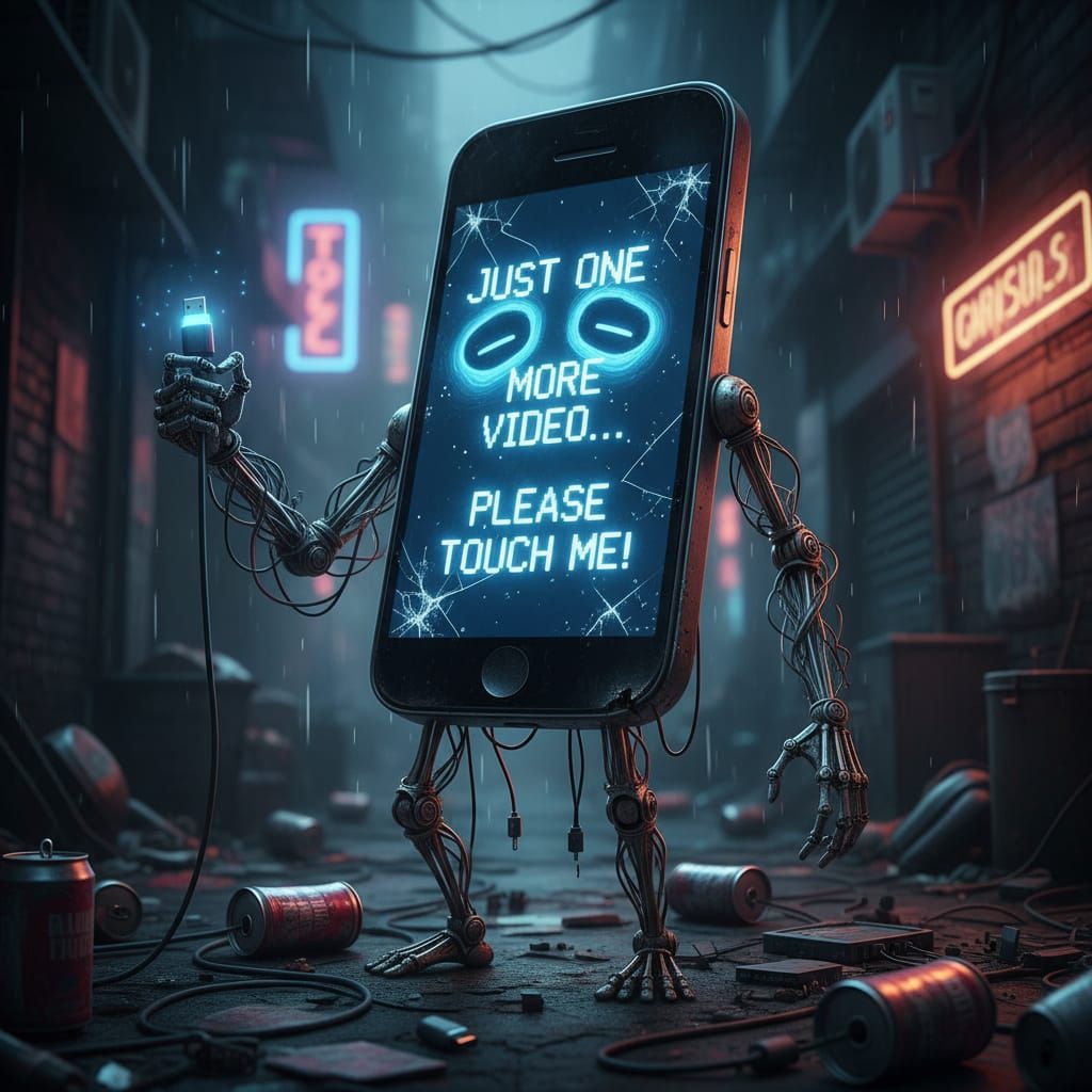 Anthropomorphic Cell Phone Begs for 'One More Video'