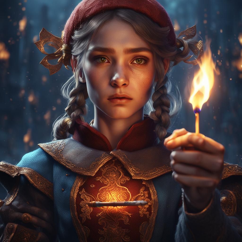 Match Girl with Lit Match: Fantasy Concept Art