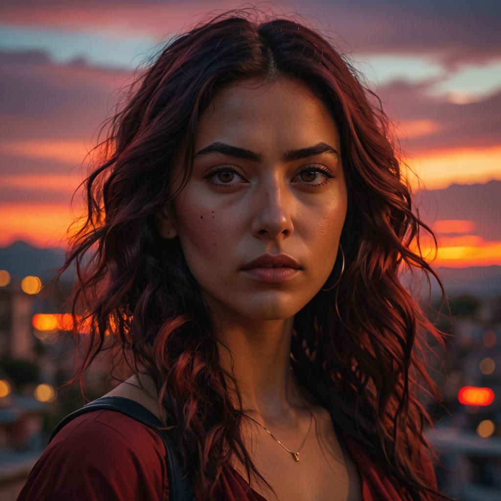 Realistic Portrait of a Young Woman in Vivid Colors