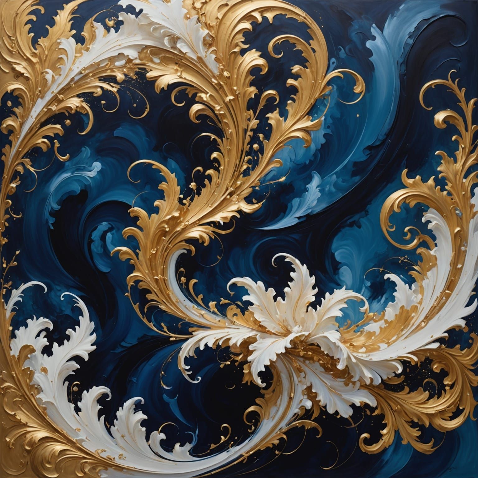 Abstract Rococo Painting in the Style of Flora Yukhnovich