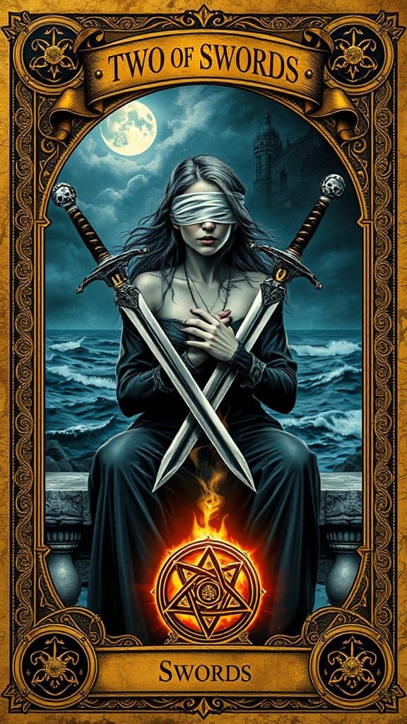 Mystical Tarot Card in Golden Fantasy Style