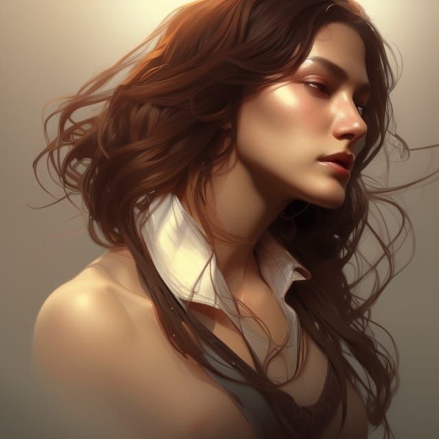 Detailed Portrait of an Actress in Art Nouveau Style