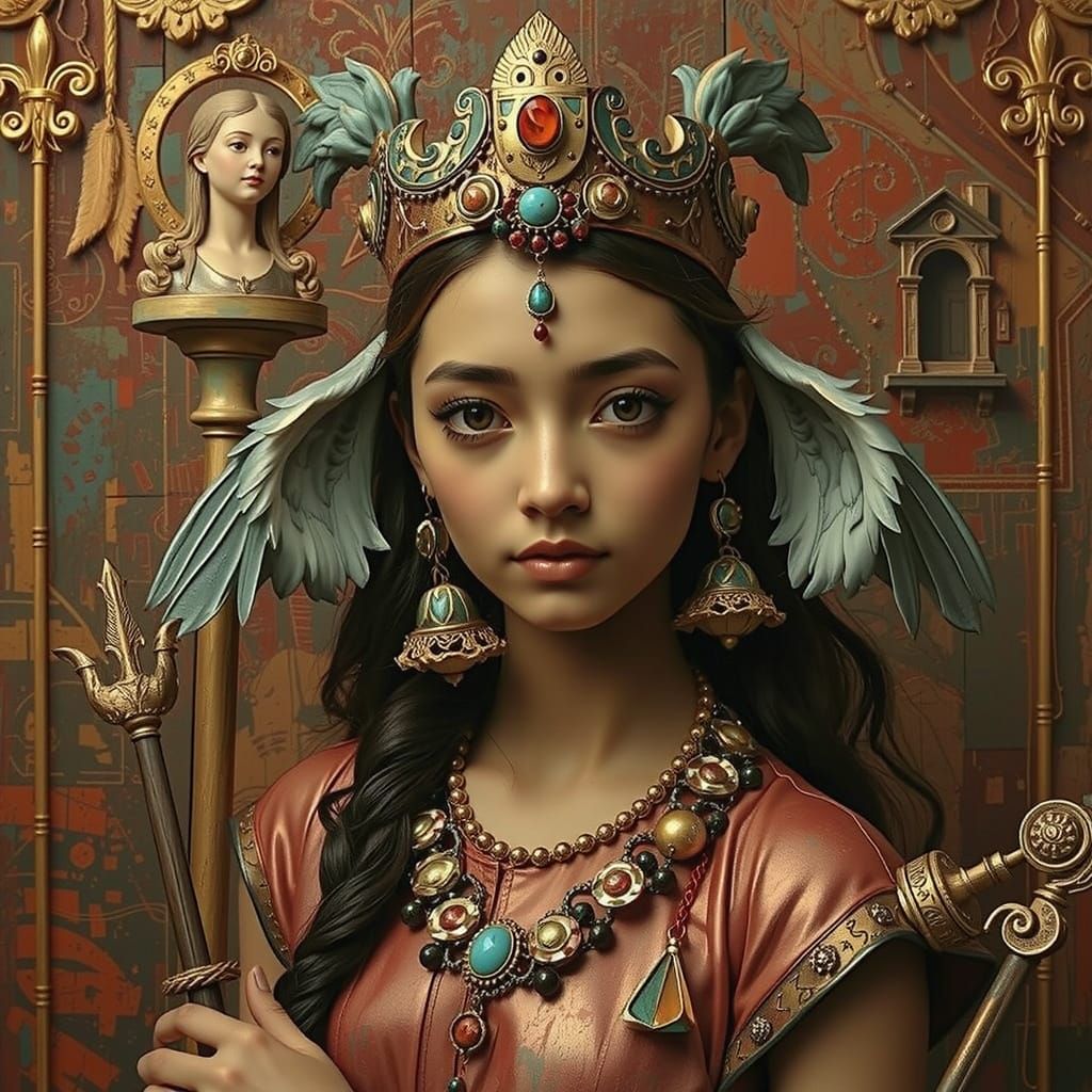 Expressive Red Sculpture Painting