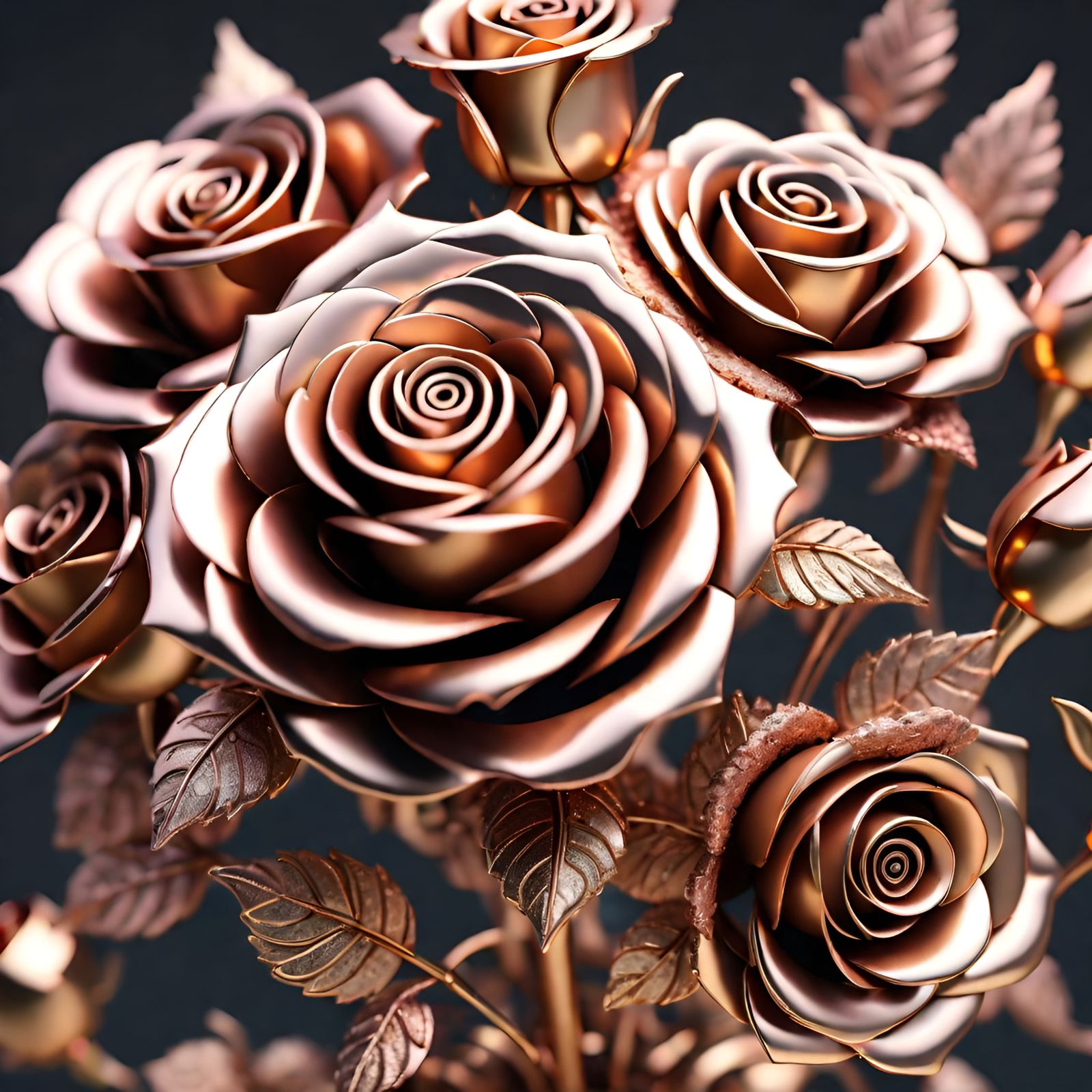 Rose gold metal roses 🌹