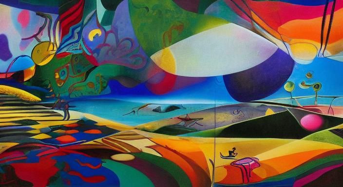 Kaleidoscopic Garden in Surrealist Oil Painting Style