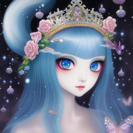 Anime Girl with Ghost in Pop Surrealist Style