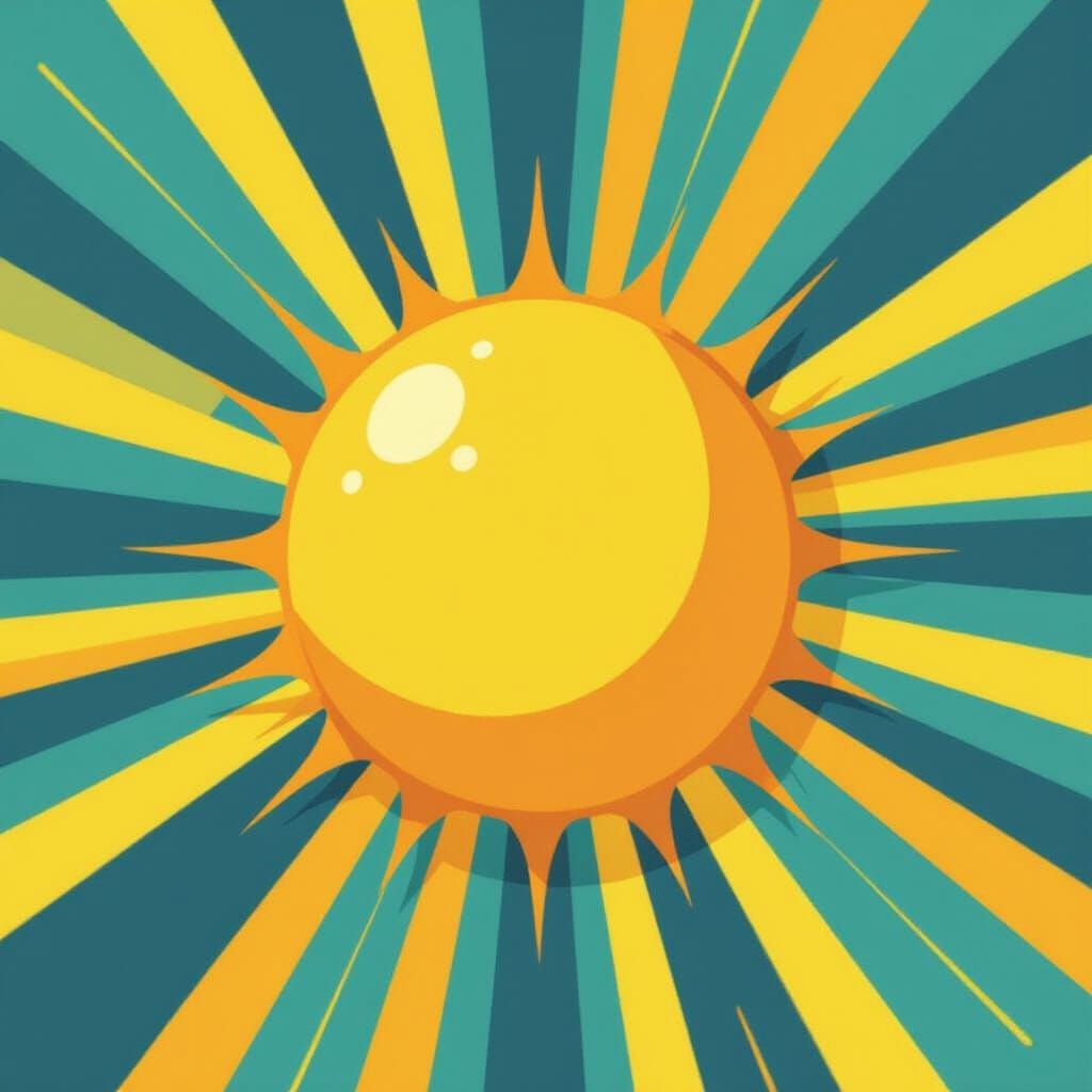 Vibrant Anime Style Yellow Sun with Rays