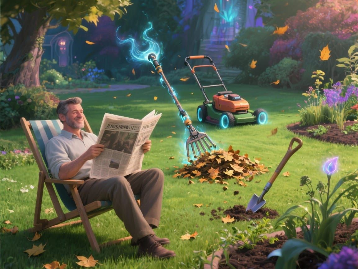 Magical Garden Automation in Detailed Matte Painting Style