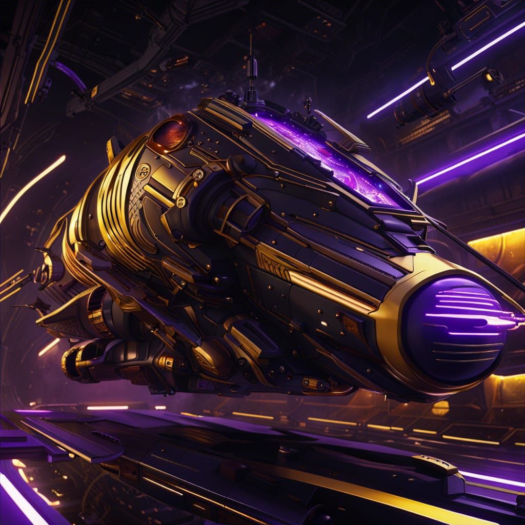Art Deco Space War Cruise in Black and Gold