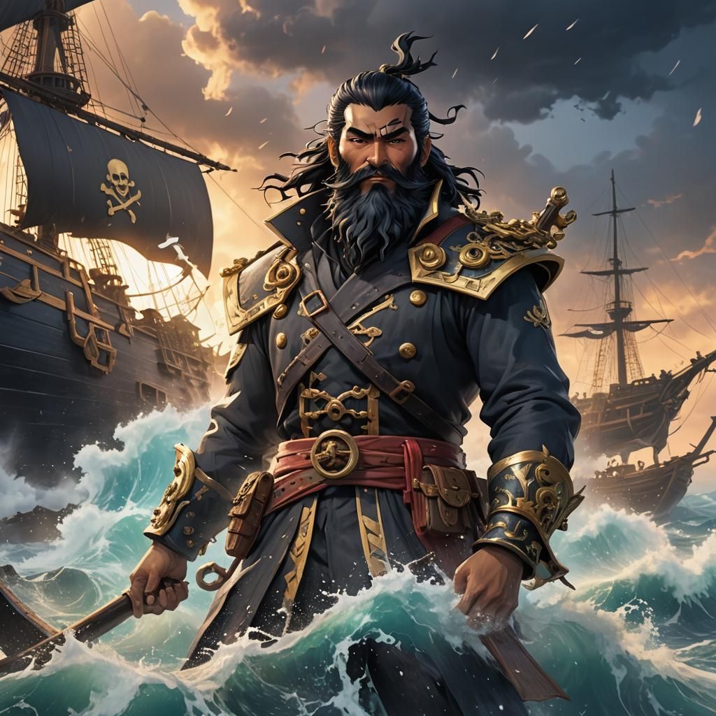 Blackbeard in Misty Sea, 3D Anime Art